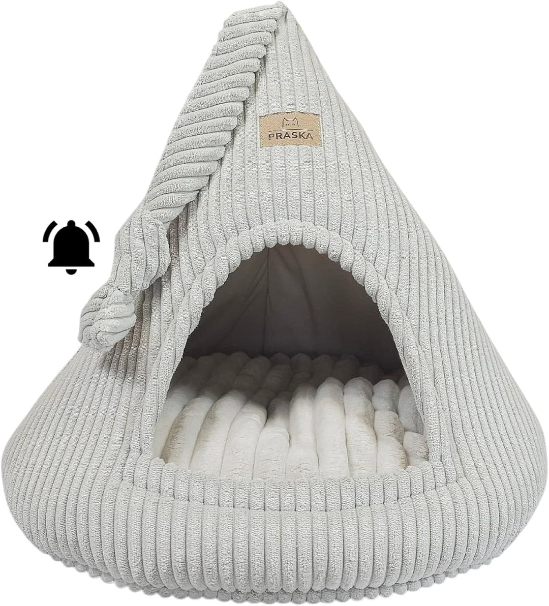 PRASKA Katzenhöhle mit verstecktem Spielzeug Handcraft - Katzenbett für Grosse Katzen - Rattle Cap H