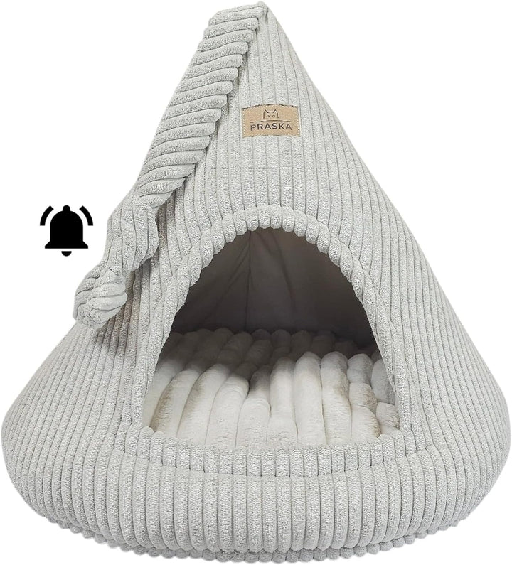 PRASKA Katzenhöhle mit verstecktem Spielzeug Handcraft - Katzenbett für Grosse Katzen - Rattle Cap H