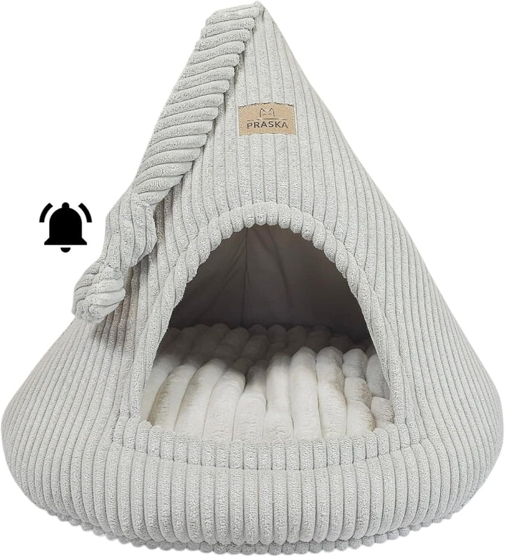 PRASKA Katzenhöhle mit verstecktem Spielzeug Handcraft - Katzenbett für Grosse Katzen - Rattle Cap K