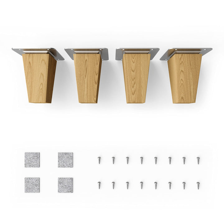 Sossai® Holz-Tischbeine - Clif Square | Öl-Finish | Höhe: 8 cm | HMF3 | eckig, konisch (gerade Ausfü