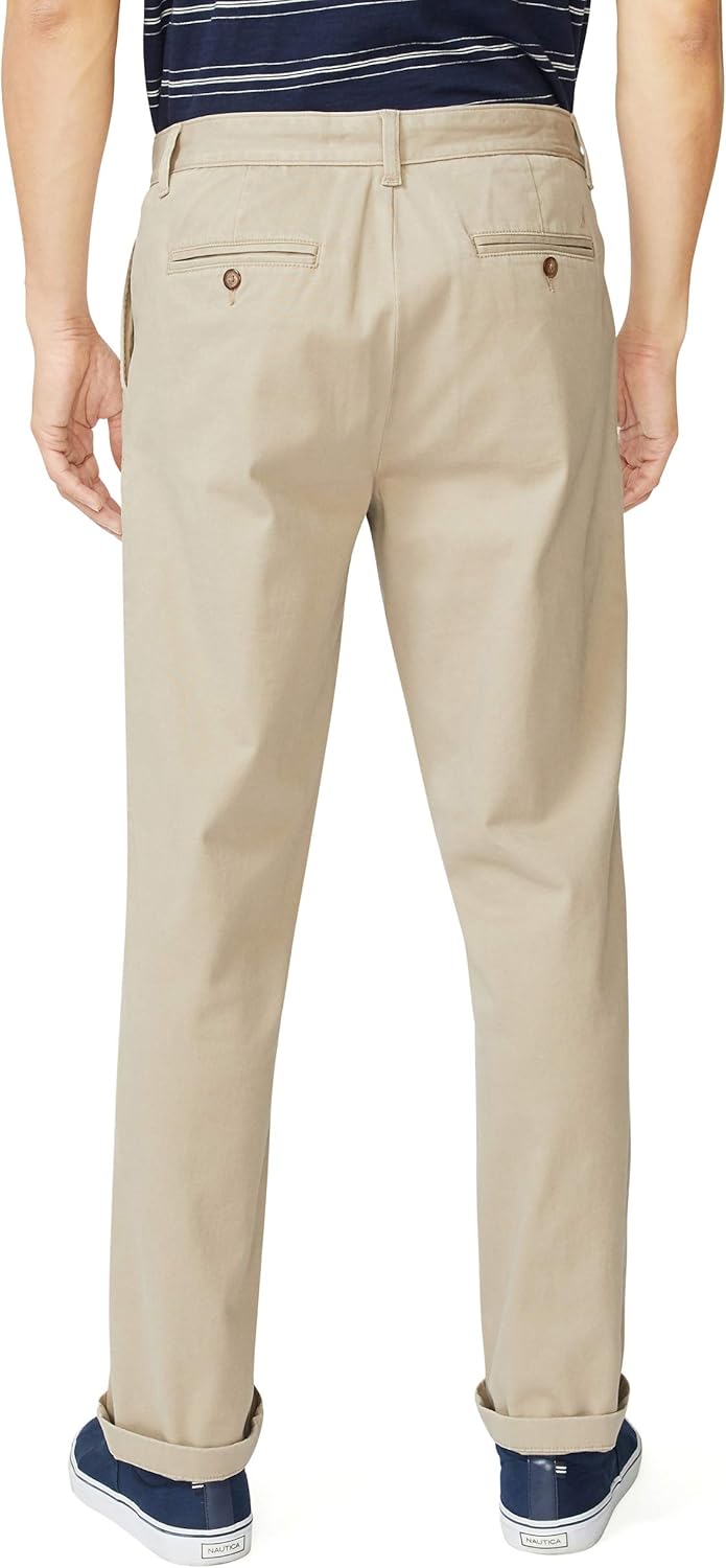 Nautica Herren Hose, Business/Leger Klassische Passform, Flache Vorderseite, Stretch, Solide Chino D