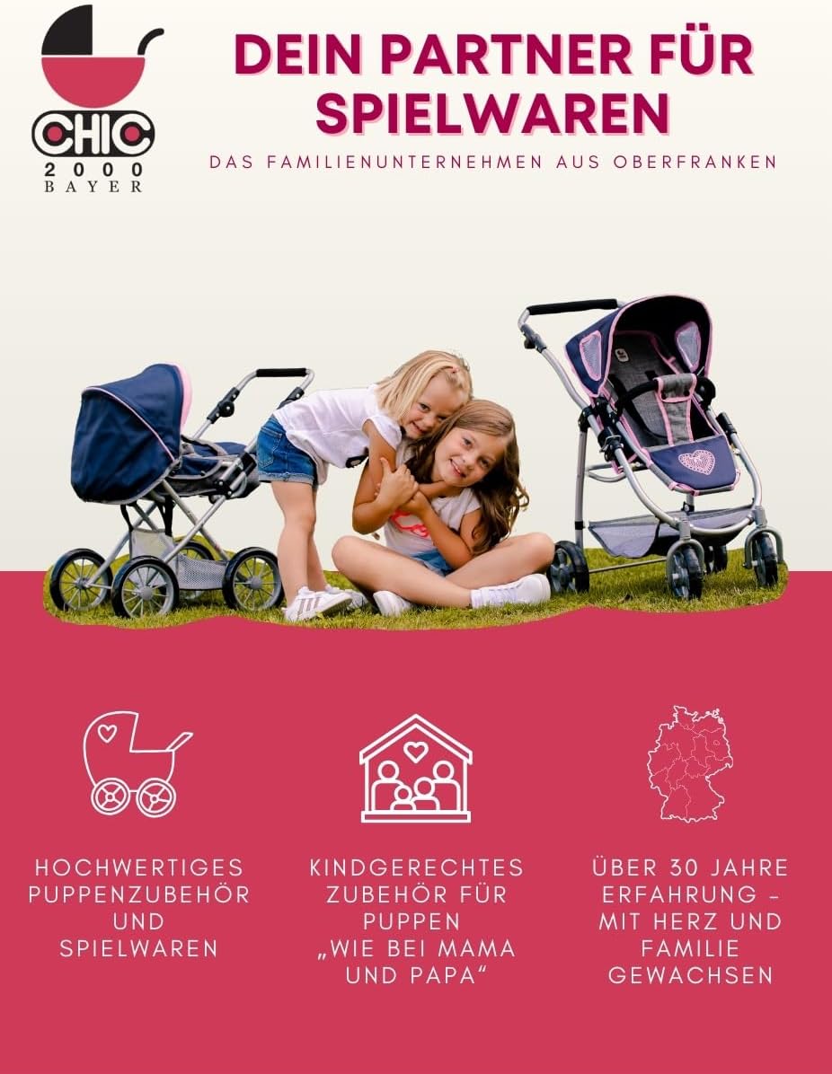 Bayer Chic 2000 - Puppenbett mit Mobile, Puppenmöbel, Puppenzubehör, Puntos grau