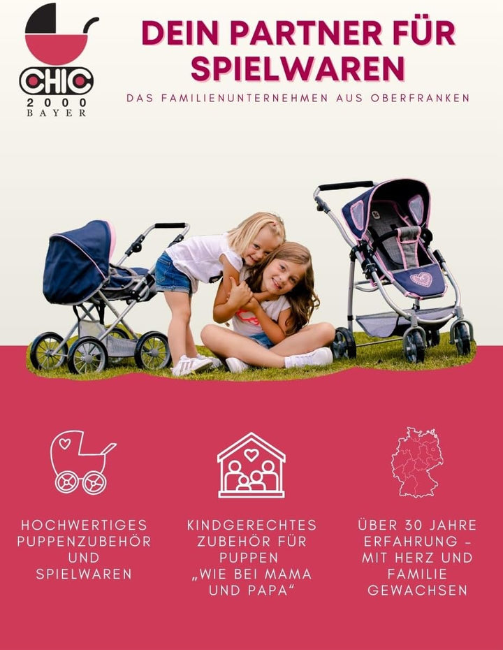 Bayer Chic 2000 - Puppenbett mit Mobile, Puppenmöbel, Puppenzubehör, Puntos grau