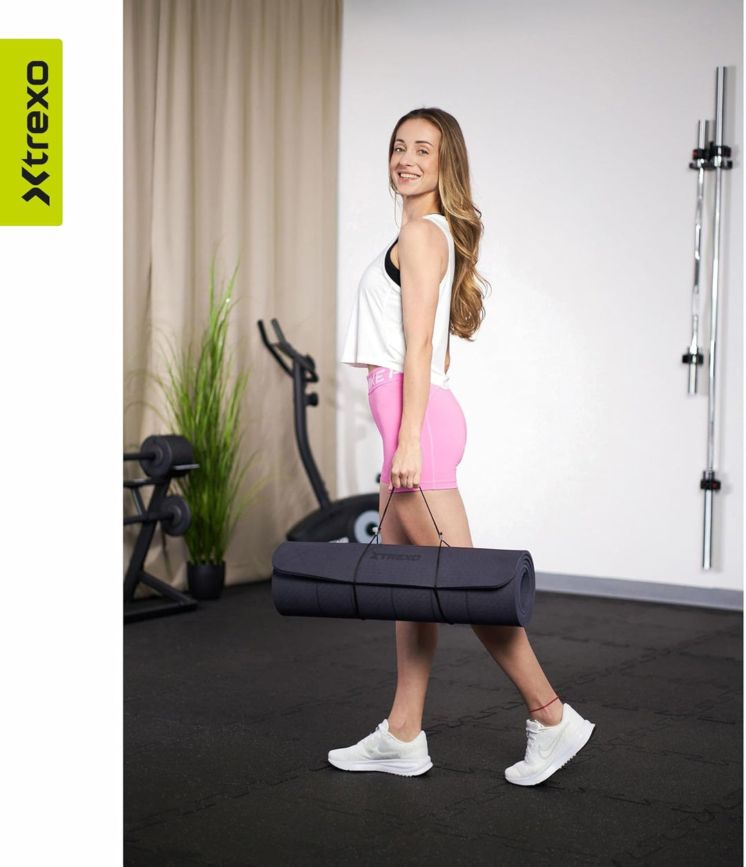 TREXO 6 mm dicke Gymnastikmatte, Masse 183x61 cm Fitnessmatte mit rutschfester Oberfläche Aus TPE he