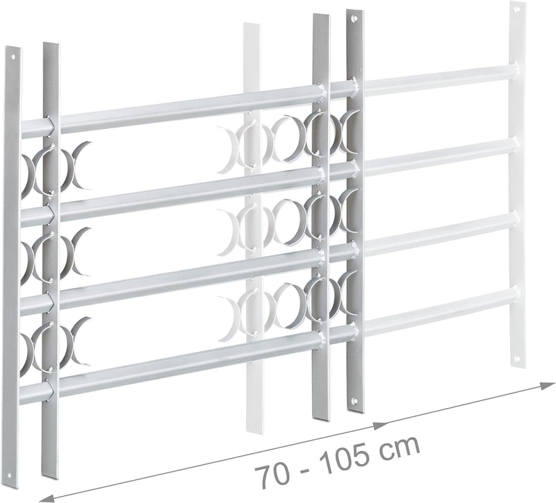 Relaxdays Fenstergitter Einbruchschutz, Ausziehbar, Aussen, Verzinkt, Stahl, 600 x 700-1050 mm, Sich