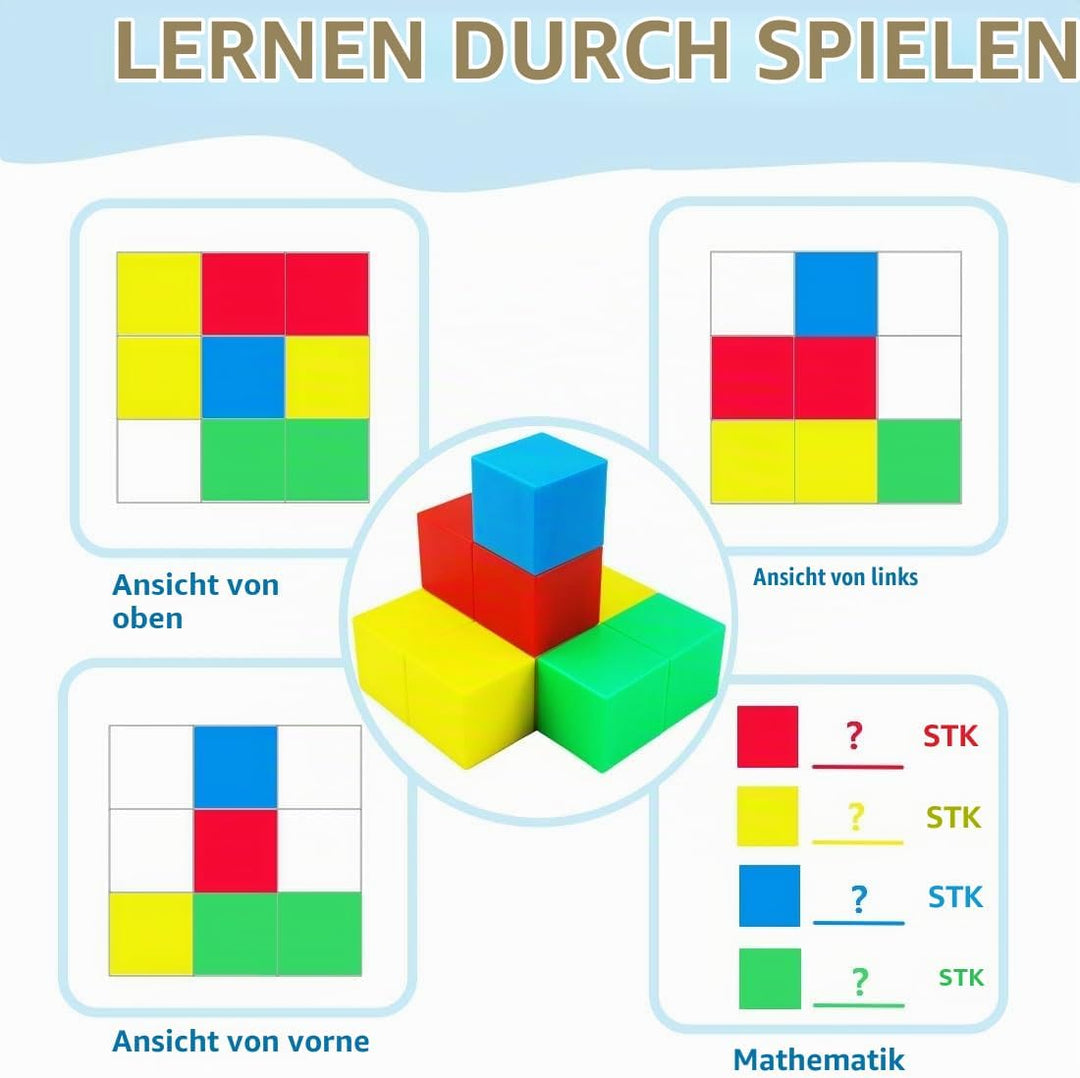 Magnetische Bausteine, 1,30 Zoll Grosse Magnetische Stapelwürfel für Kinder,sensorische Montessori S