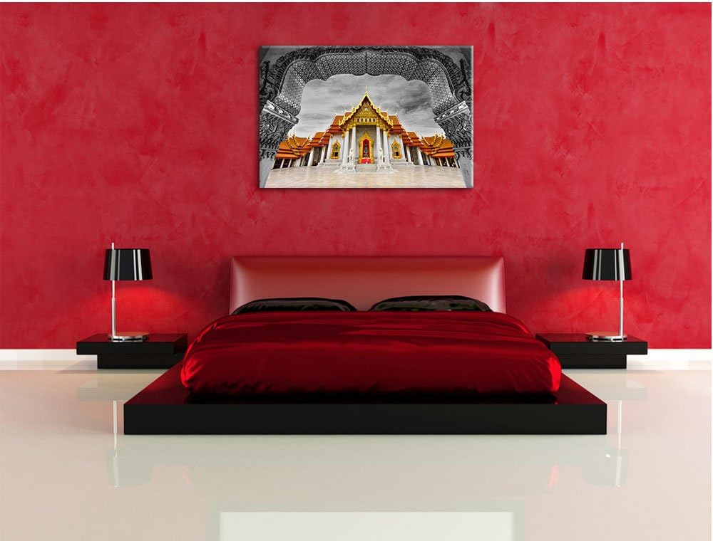 Pixxprint Marmortempel von Bangkok als Leinwandbild/Grösse: 100x70 cm/Wandbild/Kunstdruck/fertig bes