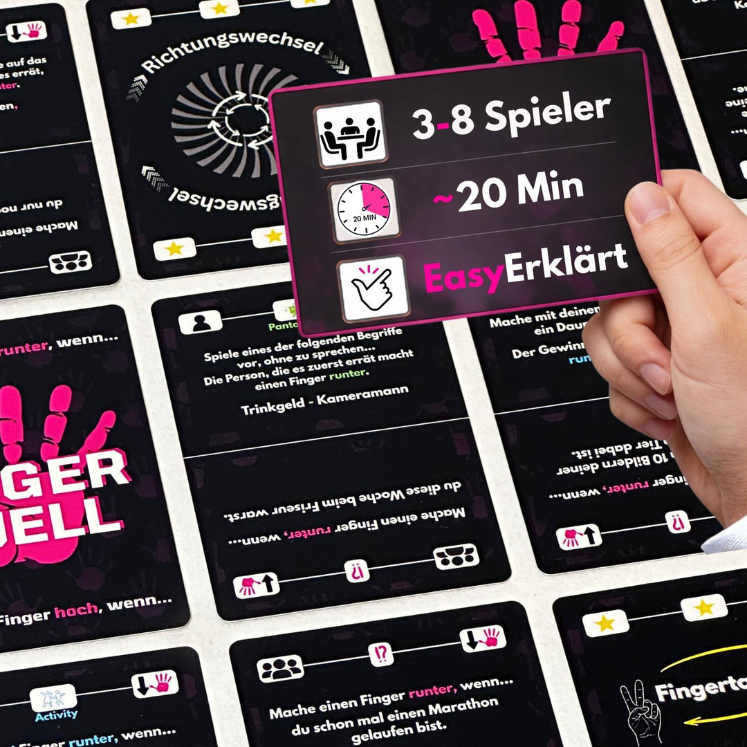 Das Fingerduell | Activity Zeichen Pantomime Quiz | Kartenspiel mit +170 Aufgaben | Interaktive Akti