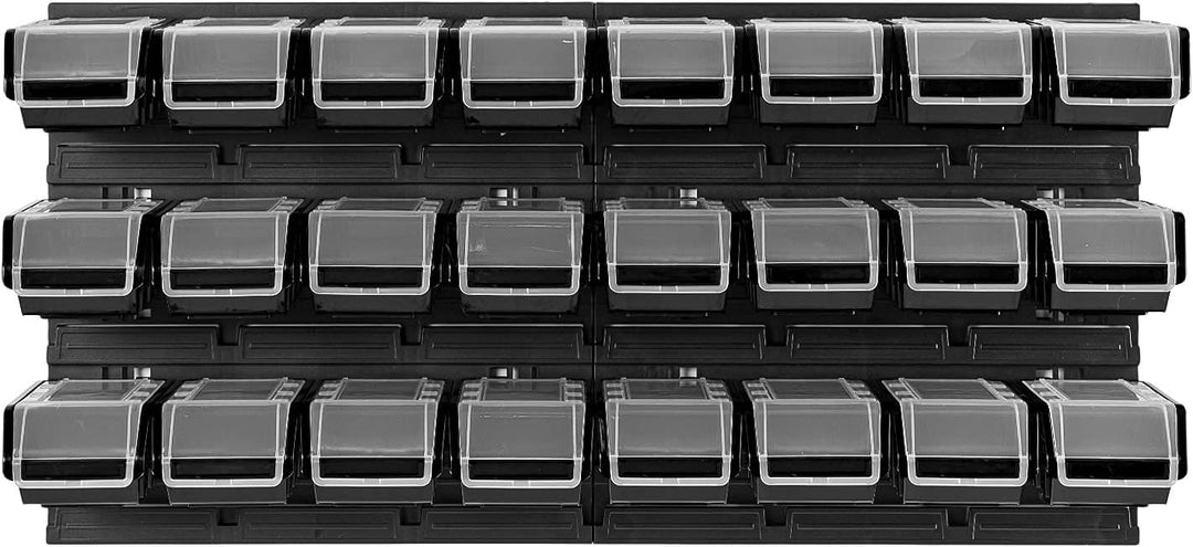 PAFEN Lagersystem Stapelboxen mit Deckel Wandregal 772 x 390 – 24 Stück Boxen - Werkzeugwand Werksta