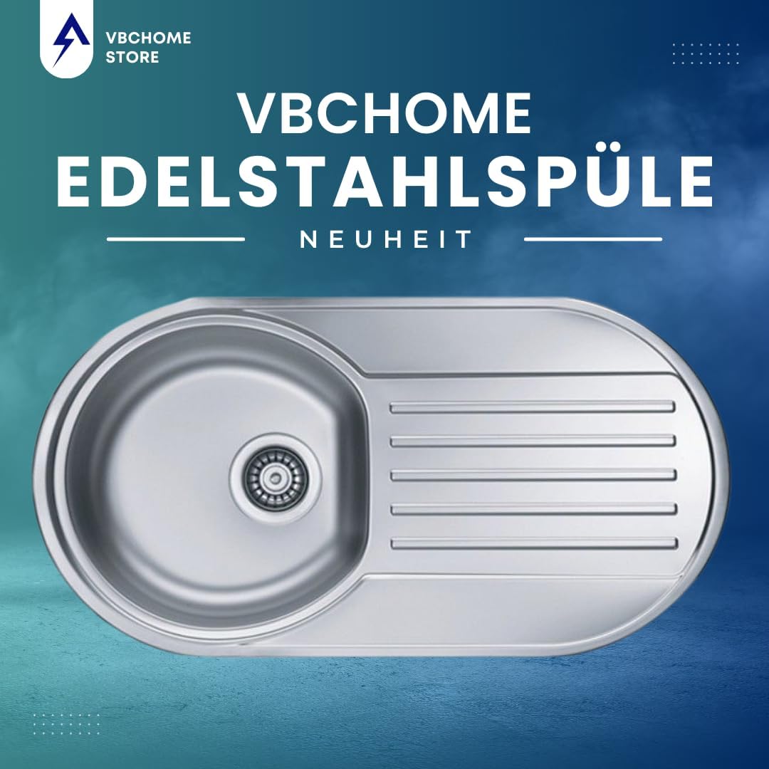 VBChome Einbauspüle 83 x 44 cm Camping Küchenspüle - Leinenstruktur Alveus Form 40 Spülbecken EDELST