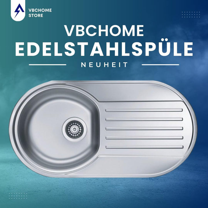 VBChome Einbauspüle 83 x 44 cm Camping Küchenspüle - Leinenstruktur Alveus Form 40 Spülbecken EDELST