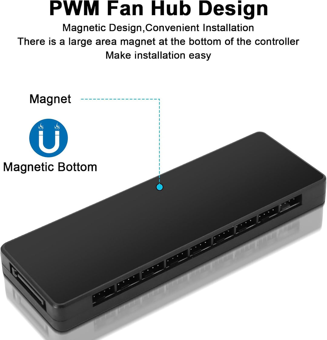 ARGB Fan Hub mit Controller, ARGB & PWM 2-in1 PC ARGB Lüfter Hub mit verstecktem Magnetsockel und SA