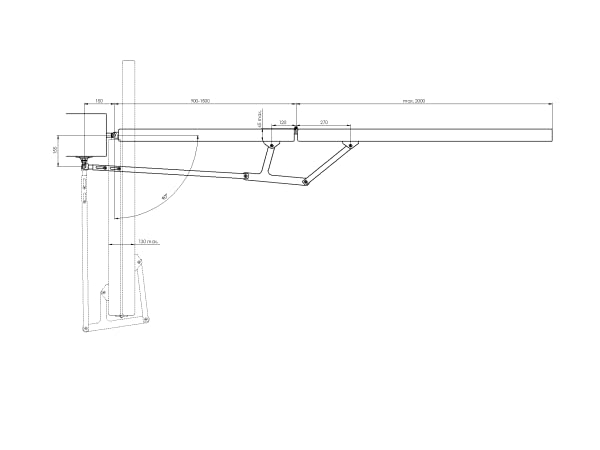 Sellon24 Drehfalttor-Mechanismus Edelstahl AISI 304 für Torbreite 1800-3500 mm Falttor Beschlag