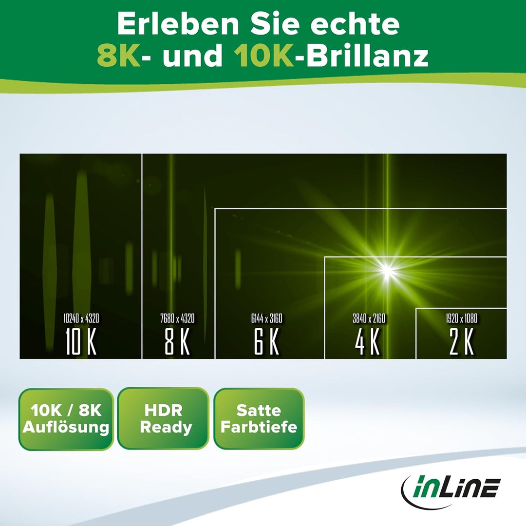 InLine DisplayPort 2.1 AOC Kabel, aktiv, UHBR 13.5, 10K/8K/4K, verlustfreie Übertragung, mit Metalls