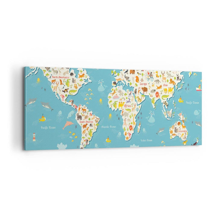 Bilder auf Leinwand 100x40cm Leinwandbild Geographie Globus Grafik Illustration Gross Wanddeko Bild