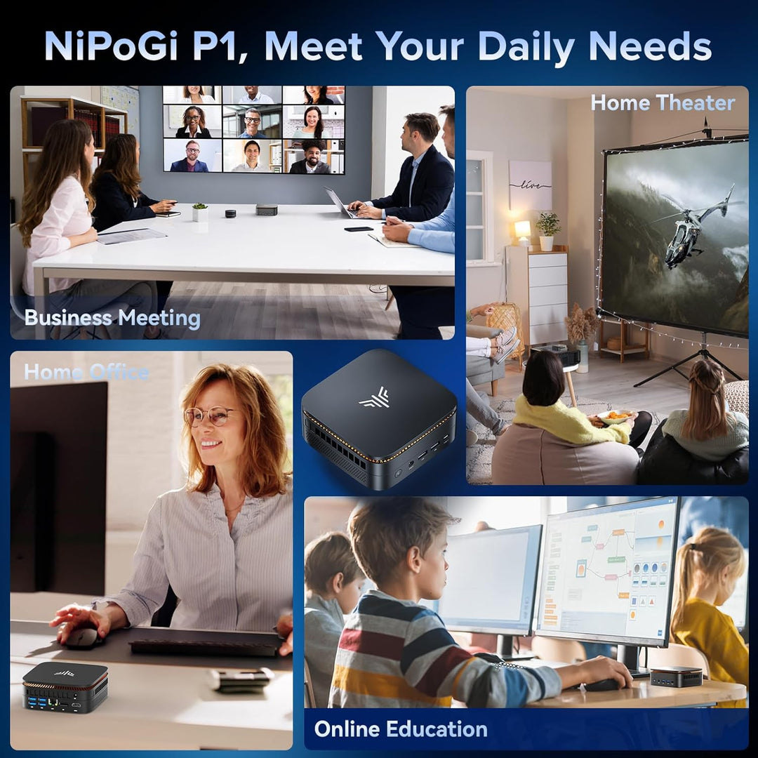 NiPoGi AK1PLUS Mini PC Ιntel Alder Lake Ν97(Bis zu 3,6GHz,4C/4T)16GB DDR4/1024GB M.2 SSD,Mini Comput