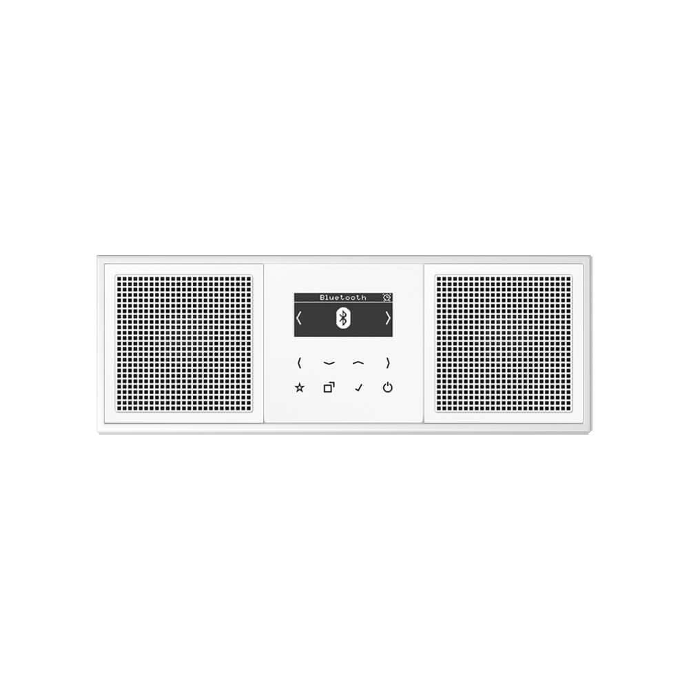 Jung Smart Radio DAB Bluetooth Komplett-Set Serie LS Weiss mit 2 Lautsprechern DABLS2BTWW und 3-Fach