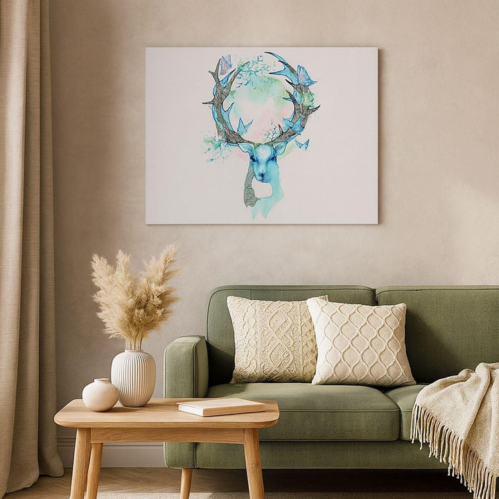Bilder auf Leinwand Hirsch Natur Landschaft Dekoration Leinwandbild 70x50cm Wandbilder Dekoration Wo