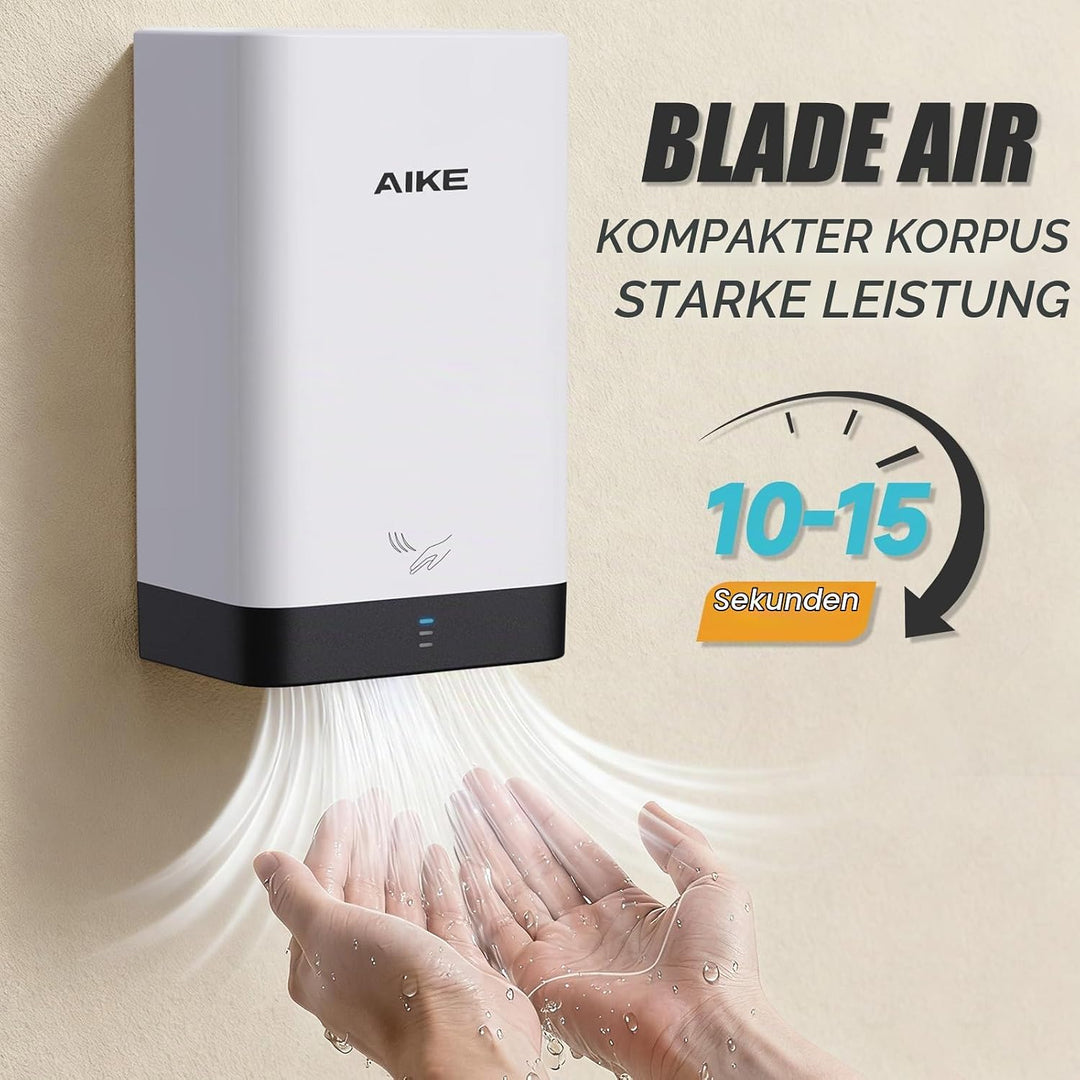 AIKE AK2822 ABS Händetrockner, Energiesparender elektrischer Hochgeschwindigkeits-Händetrockner, Aut