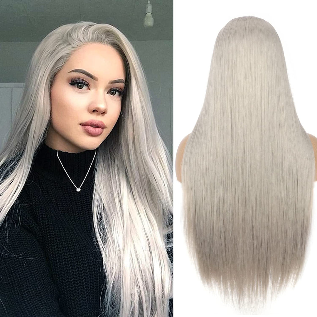 PORSMEER Perücke Blond Lange Haare Glatt für Frauen/Mädchen Natürlich Synthetische Haarperücke Party