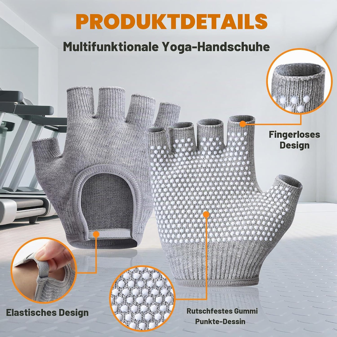 3 Paar rutschfeste Yoga-Handschuhe für Damen, fingerlose Workout-Handschuhe für Damen, Fitnessstudio