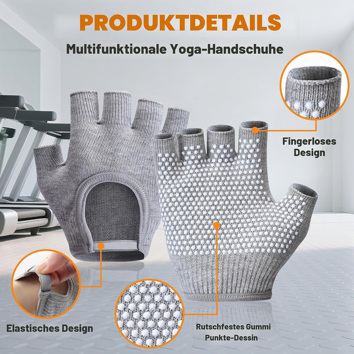 3 Paar rutschfeste Yoga-Handschuhe für Damen, fingerlose Workout-Handschuhe für Damen, Fitnessstudio