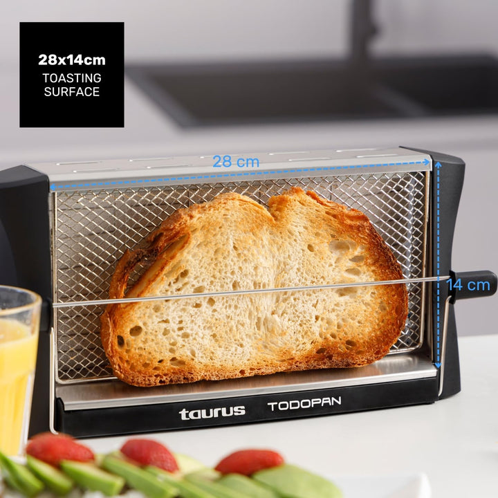 TAURUS 960632 Toaster aus Edelstahl, 700 W, für alle Brotsorten, mit Haltestab, Multicolour