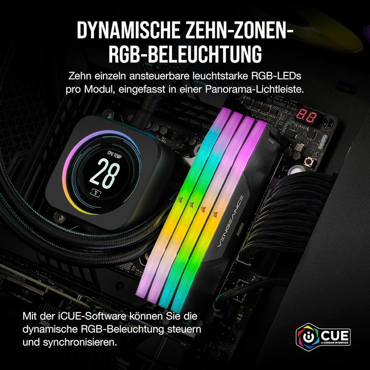 Corsair Vengeance RGB DDR5 RAM 96GB (2x48GB) 6800MHz CL34-42-42-110 1.4V Intel XMP 3.0 Desktop-Arbei