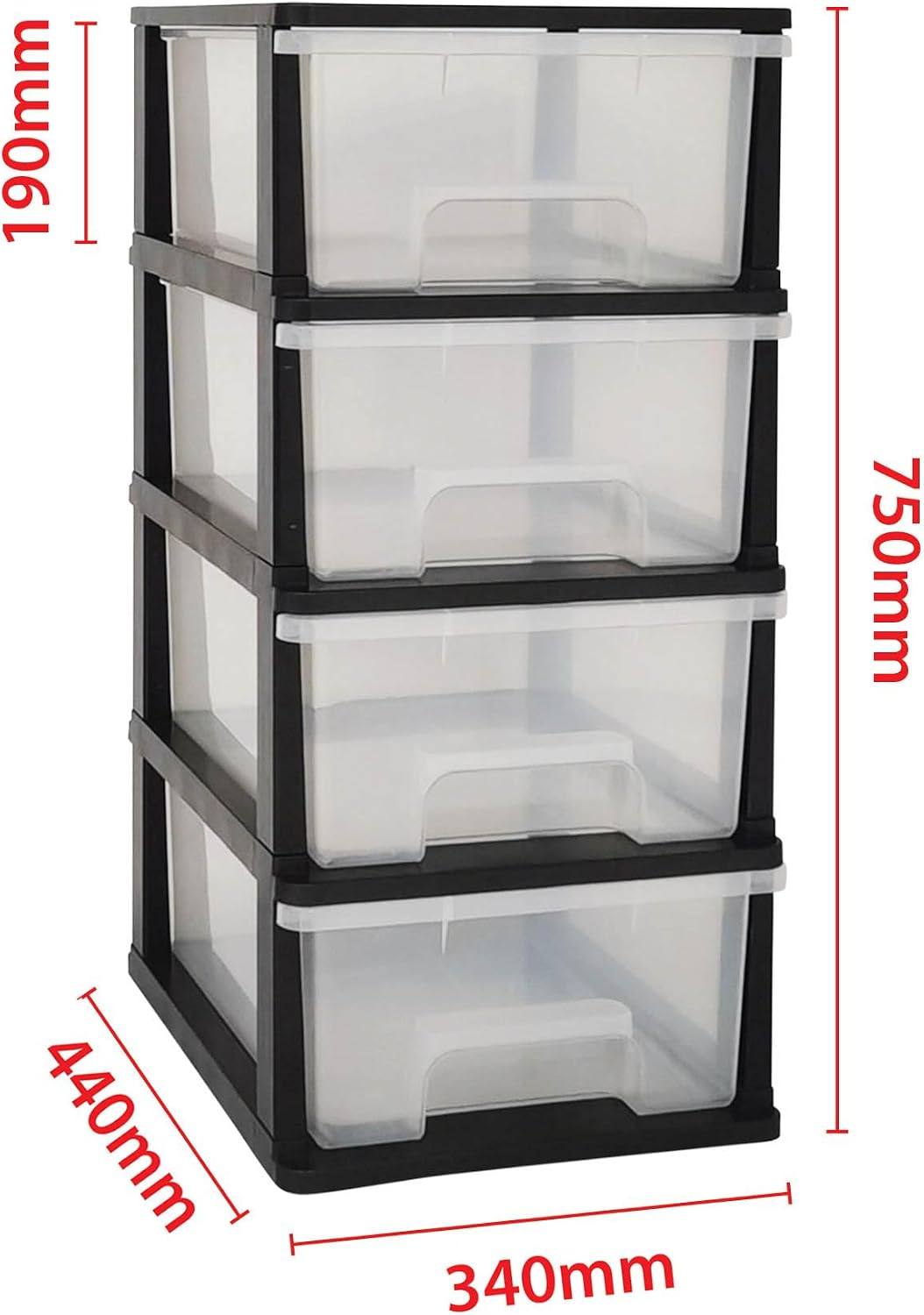 ABBAware Schubladenbox, Schubladen-Container auf Rädern, 4 grosse 17 Liter Schubladen, der Umwelt zu