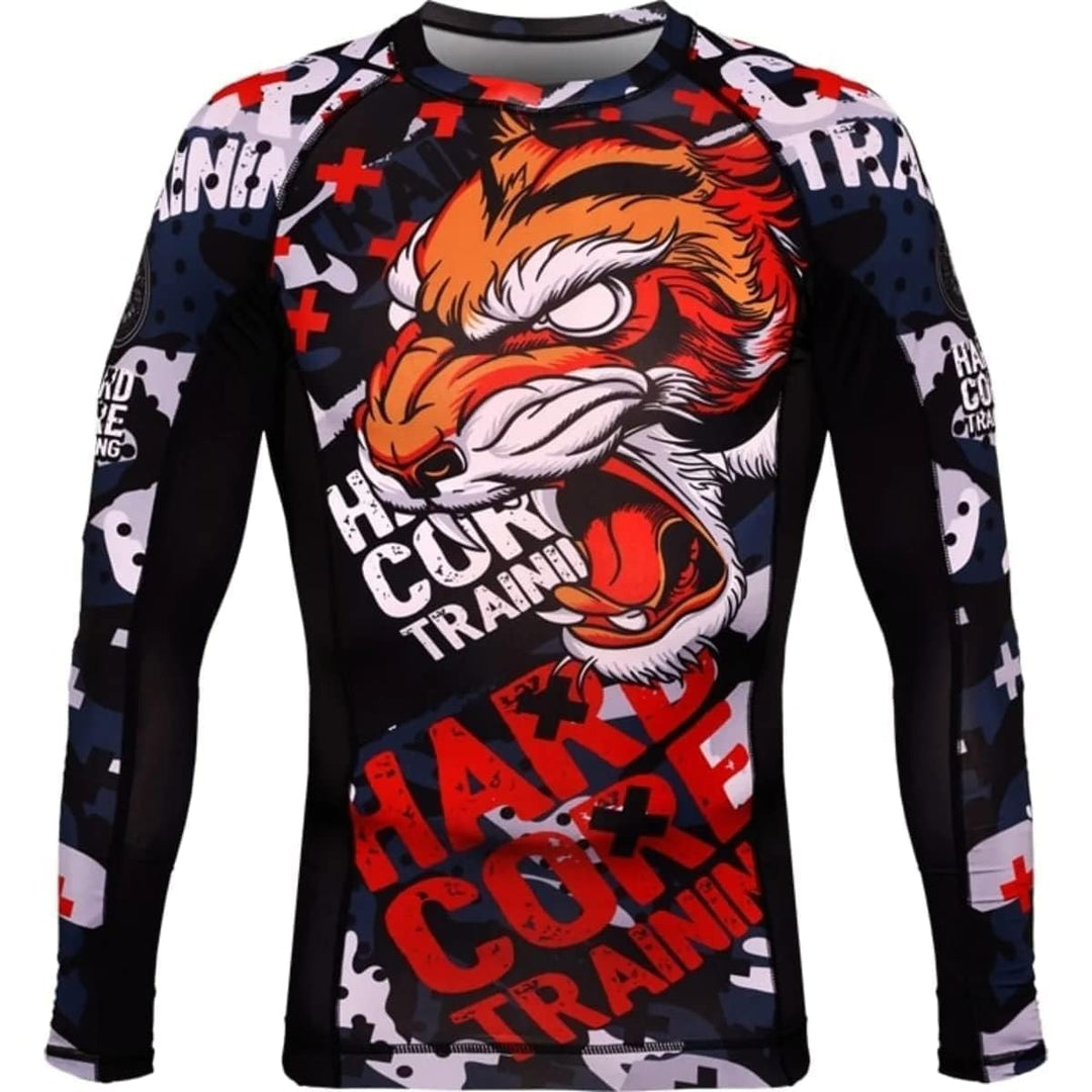 Hardcore Training Rash Guard Men's Kompressionshemd Herren Lange Ärmel Grappling Jiu Jitsu MMA Fitne