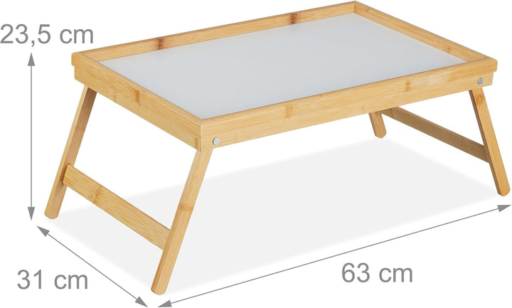 Relaxdays Betttablett Bambus, faltbar, Serviertablett für Frühstück im Bett mit klappbaren Beinen al