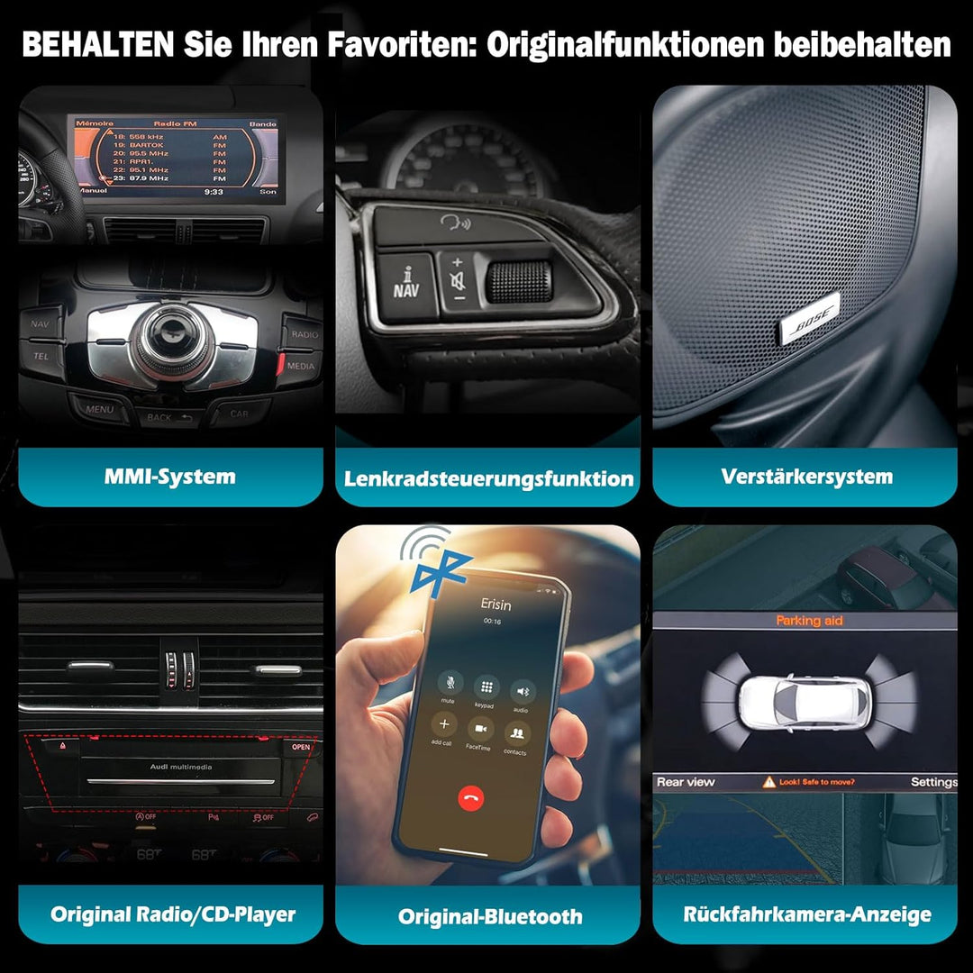 Erisin 12,3" IPS Touchscreen 8GB+128GB Qualcomm 8 Kern Android 16 DAB+ Autoradio Für Audi Q5 2009-20