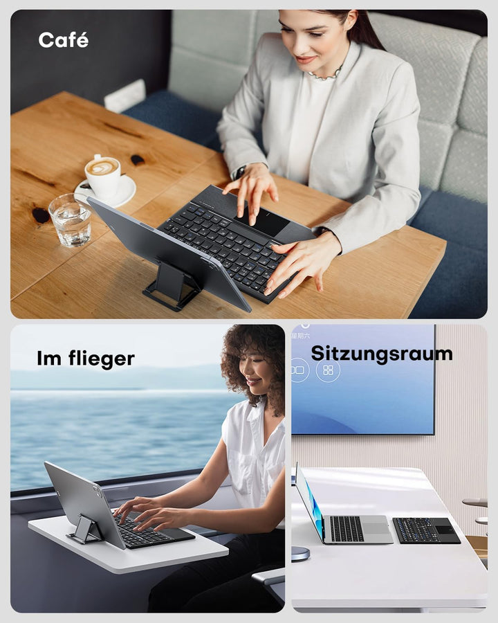 OMOTON Faltbare Bluetooth Tastatur mit Touchpad, Tragbare Kabellose Tastatur Mini Reise für iOS Andr