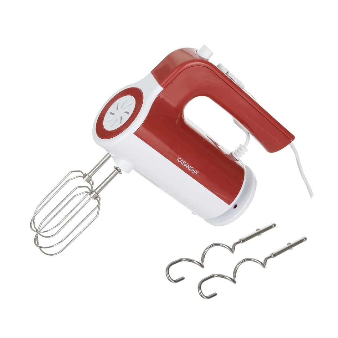 Elektrischer Handmixer, 300 W, 5 Geschwindigkeiten, Rot