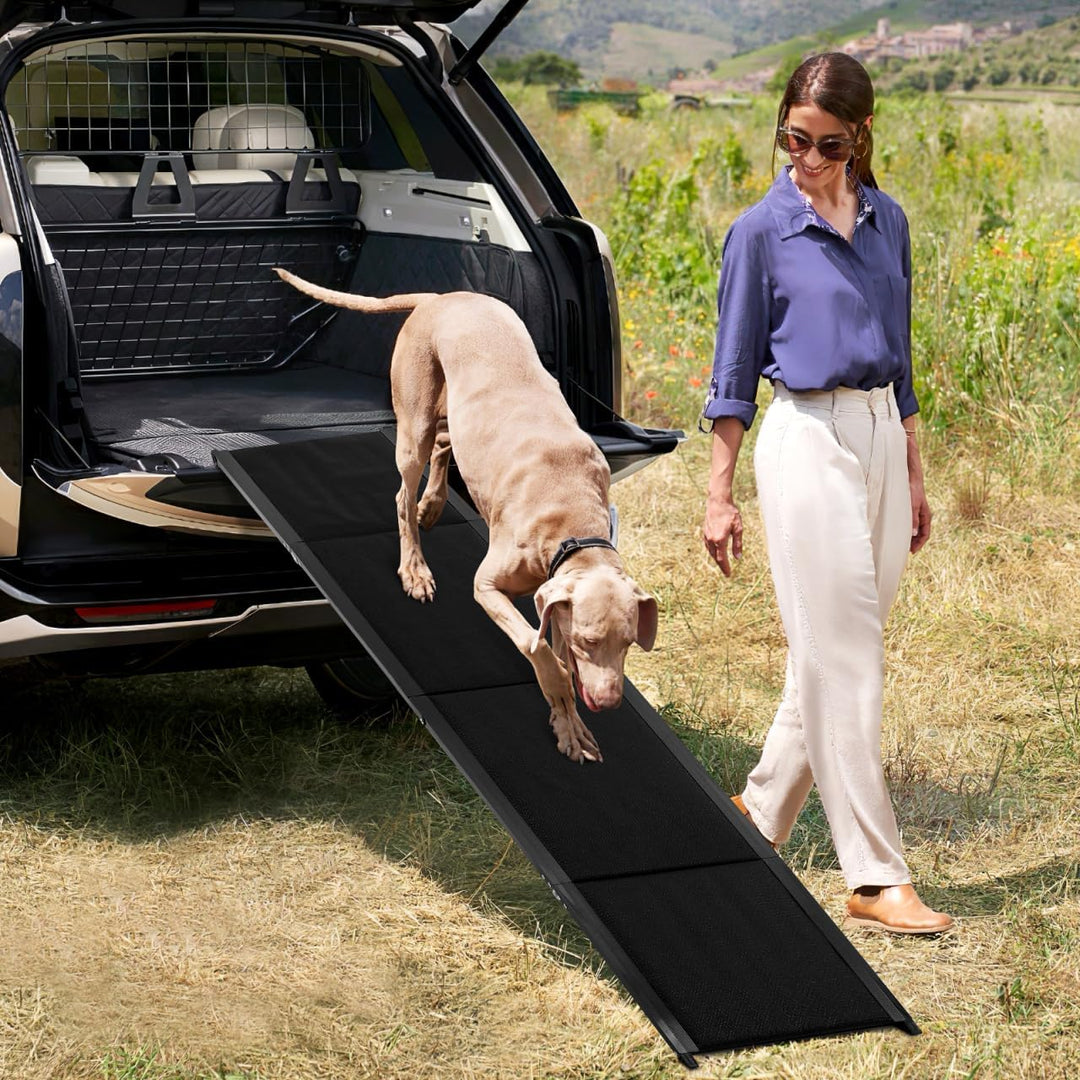 Gadpiparty 180x50cm Hunderampe Auto Klappbar, Klappbare Rampe für Hunde bis 136kg, rutschfeste Teppi