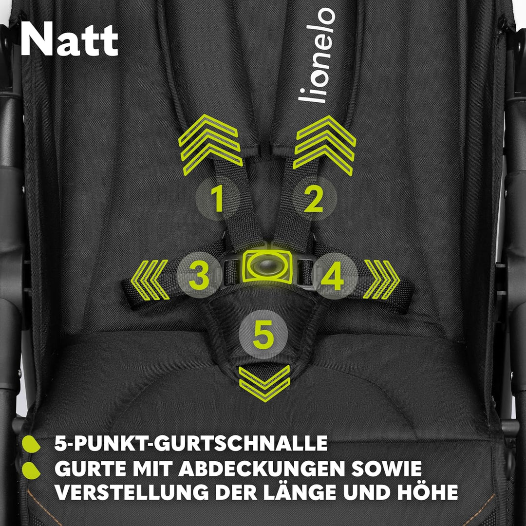 LIONELO Natt Kinderwagen Buggy bis zu 22 kg Verstellbarer Griff und Verstellung der Rückenlehne zur