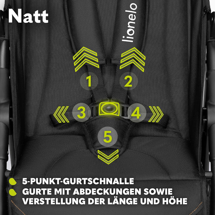 LIONELO Natt Kinderwagen Buggy bis zu 22 kg Verstellbarer Griff und Verstellung der Rückenlehne zur