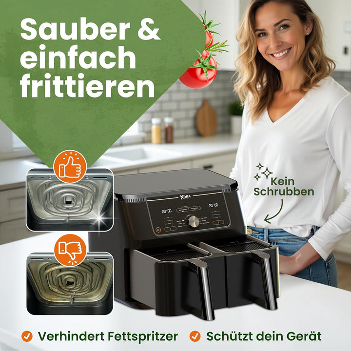 2x Premium Spritzschutz Ninja AF400EU | Spritzschutz Airfryer Ninja [TESTSIEGER] Ninja Heissluftfrit