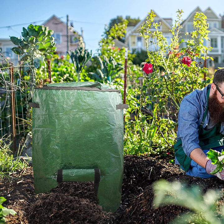 Grosser Kompostbeutel, 300 l, Gartenkomposteimer für Hof-Mülltonnen (grün, 1 Stück) Grün 80 gallon,