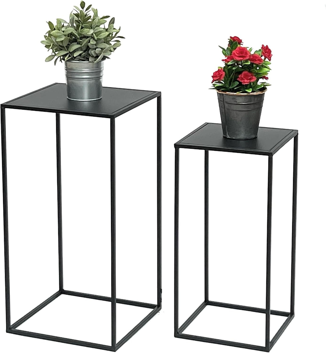 DanDiBo Blumenhocker Metall Schwarz Eckig Blumenständer Beistelltisch 96312 2er Set Blumensäule Mode