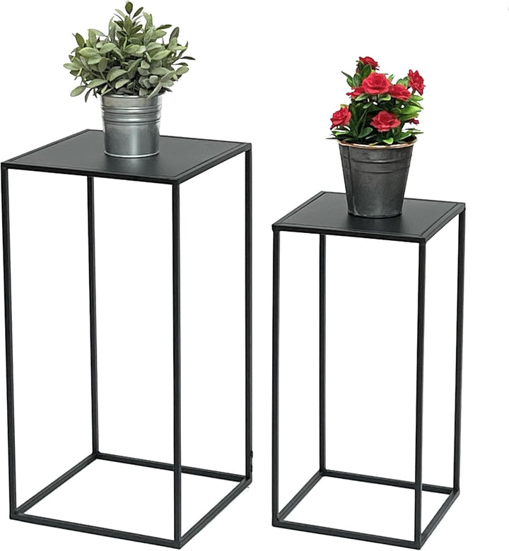 DanDiBo Blumenhocker Metall Schwarz Eckig Blumenständer Beistelltisch 96312 2er Set Blumensäule Mode