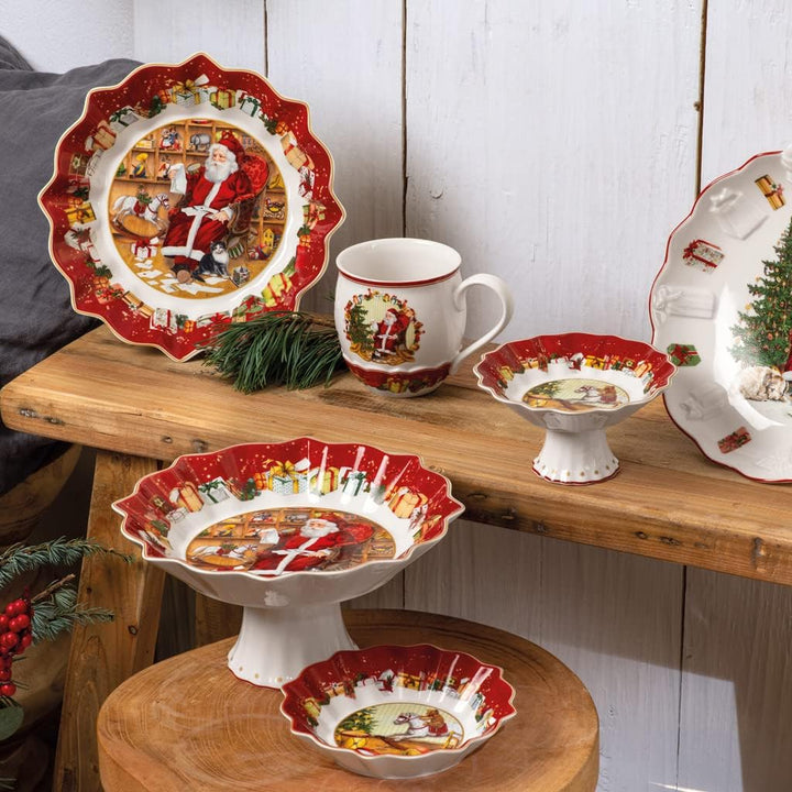 Villeroy & Boch 14-8332-3614 Gebäckteller, Porzellan, Weiss/Bunt Schale mit Santa Relief Klein Weiss