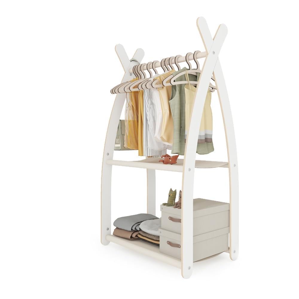 MAMOI Kleiderstange Baby Kinderzimmer|Kinderkleiderstange 106x95x32cm / 53x95x32cm 1 Modul - 2 Regal