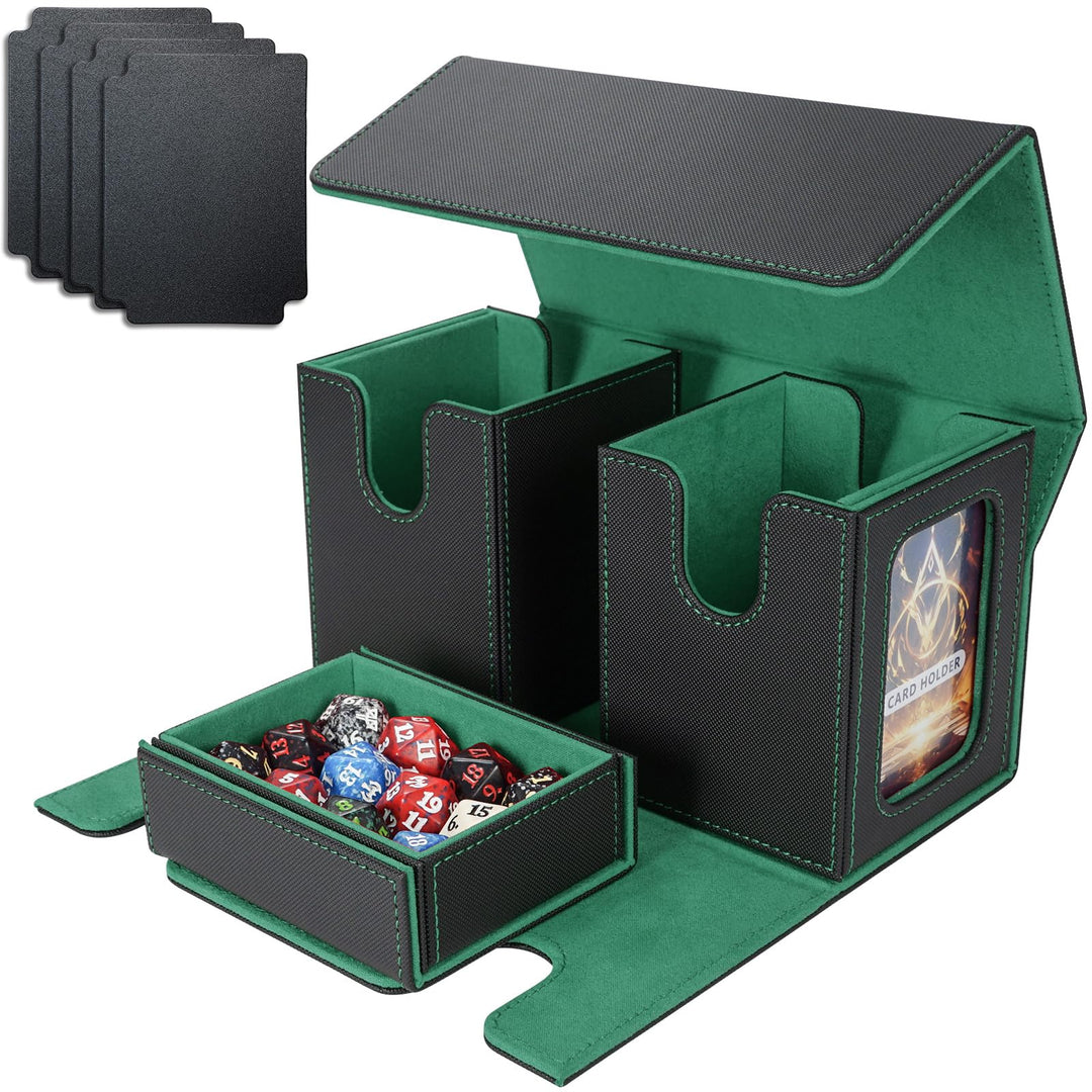 AFIING MTG Commander Kartenbox, 3-in-1 Karten-Aufbewahrungsbox für 200+ doppelt gesleevte Karten, Ma