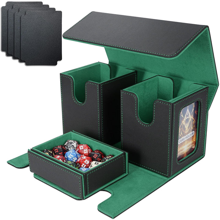 AFIING MTG Commander Kartenbox, 3-in-1 Karten-Aufbewahrungsbox für 200+ doppelt gesleevte Karten, Ma