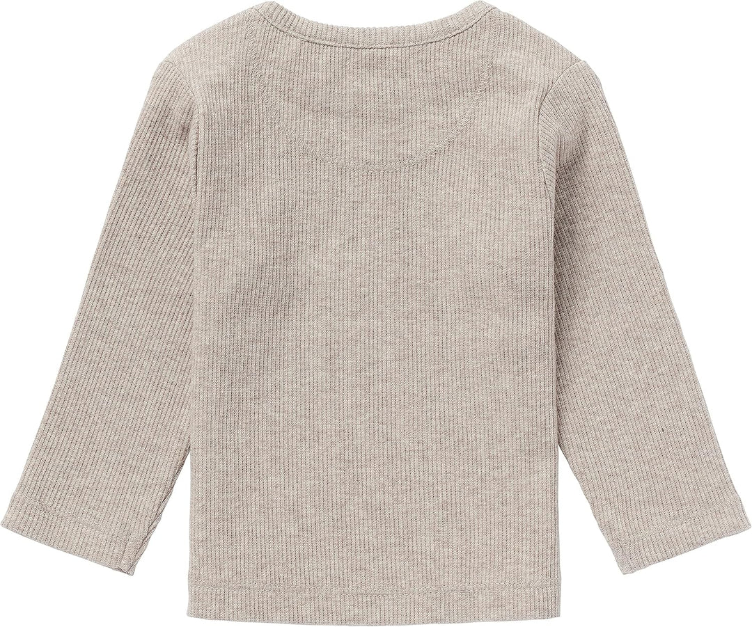 Noppies Unisex Baby U Tee Ls Rib Natal T-Shirt 56 Taupe Melange - P757, 56 Taupe Melange - P757