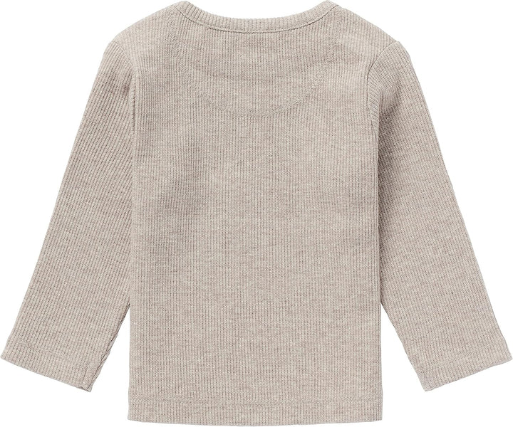 Noppies Unisex Baby U Tee Ls Rib Natal T-Shirt 56 Taupe Melange - P757, 56 Taupe Melange - P757