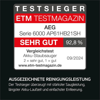 AEG Serie 6000 Akku-Staubsauger / Kabellos / Alle Böden / bis zu 99% Staubaufnahme / bis zu 50 min L