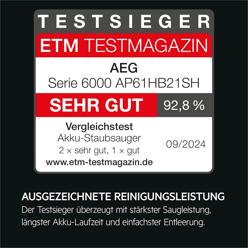 AEG Serie 6000 Akku-Staubsauger / Kabellos / Alle Böden / bis zu 99% Staubaufnahme / bis zu 50 min L