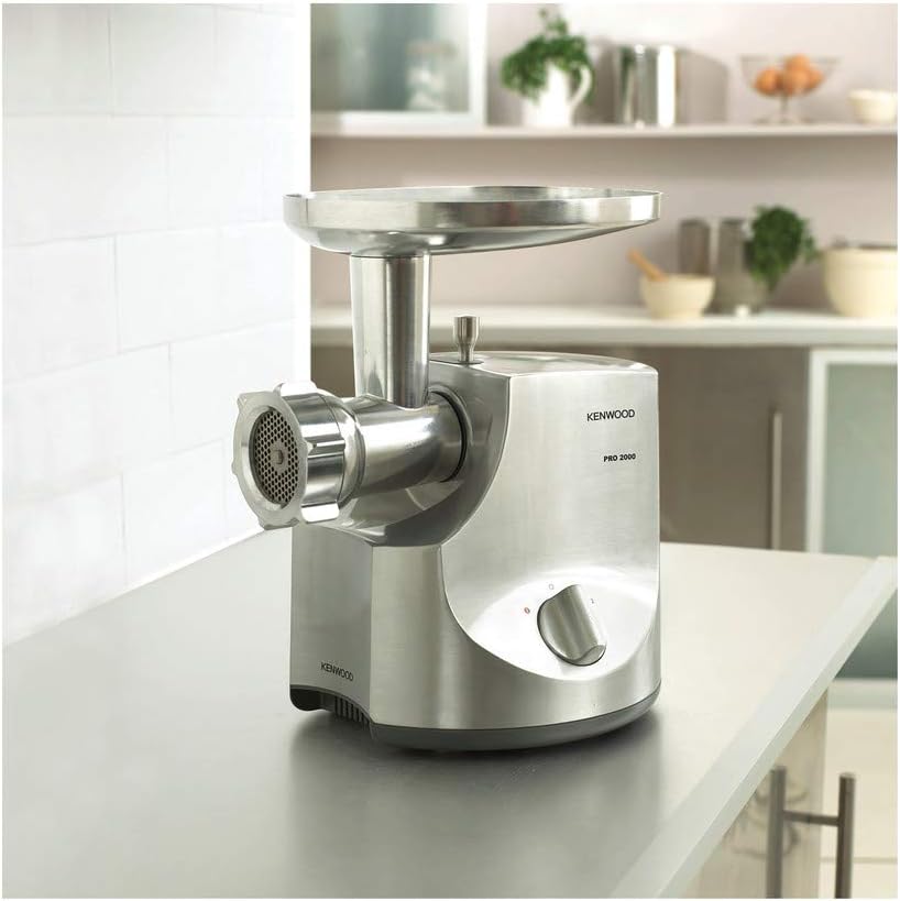 Kenwood Fleischwolf MG700, 3 Edelstahl Lochscheiben, 2 Wurstfüll-Aufsätze, 1 Kebbe-Aufsatz, grosse E